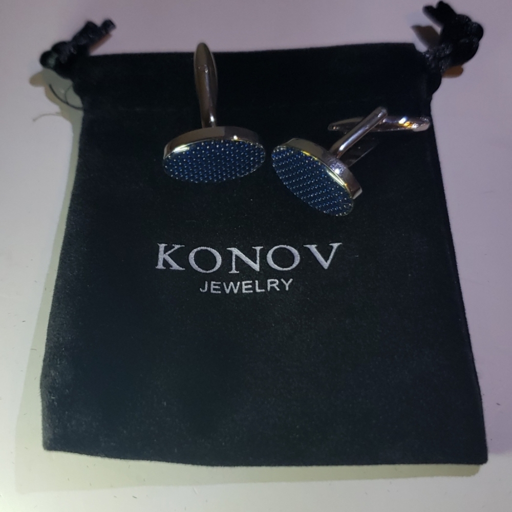 KONOV	Men's Rhodium Cufflinks